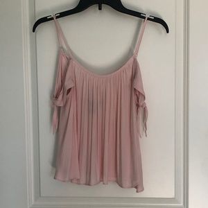 Cold shoulder tie sleeve top